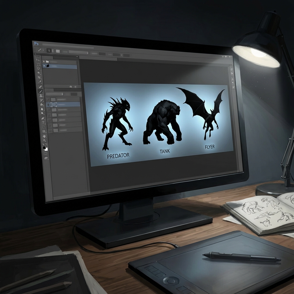 Creature Design for Concept Art: Silhouette, Shape Language, and Readable Monsters