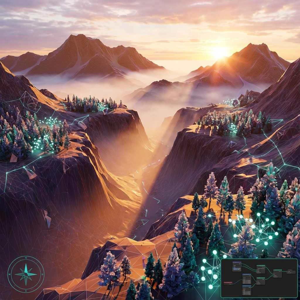 Organic Environments: Procedural Workflows in Geometry Nodes