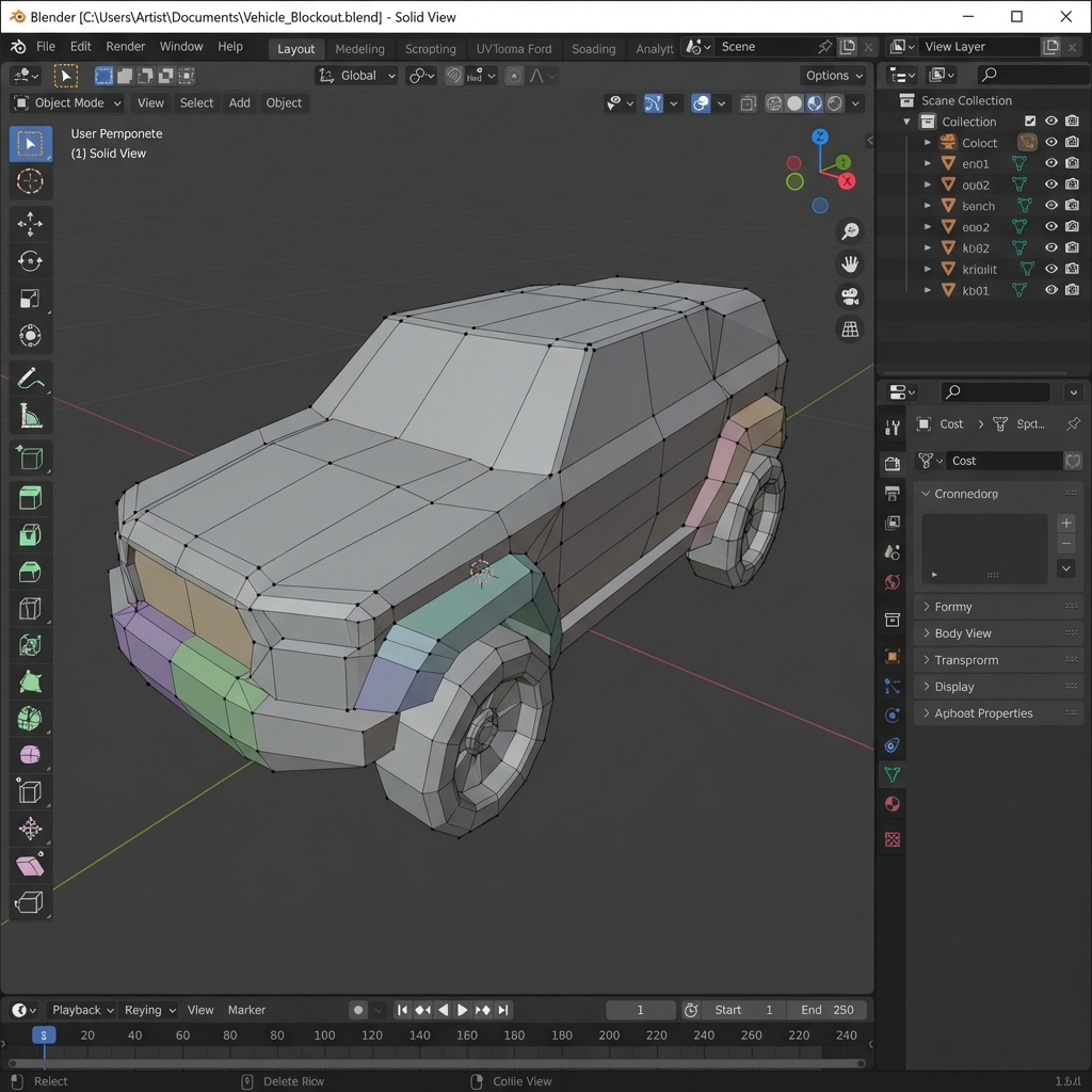 Vehicle Design in Blender: Blockout, Scale, Camera Lenses, and Paintover-Ready Renders
